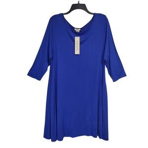 NWT Yelete Women's Dress / Tunic Top Royal Blue Size XXL